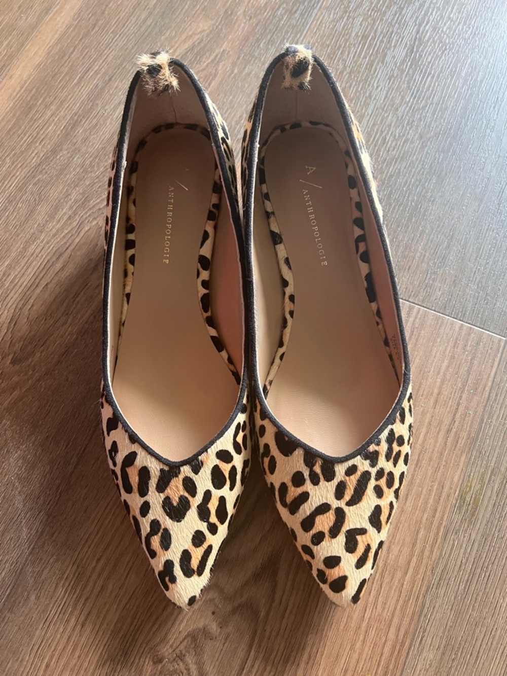 Only worn once Anthropologie Leopard-Print Pointed Toe Flats -size 8.5